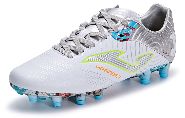 Joma Training FG Firm Ground Slip Resistant Abrasion Resistant Soccer Shoes Men's White Silver