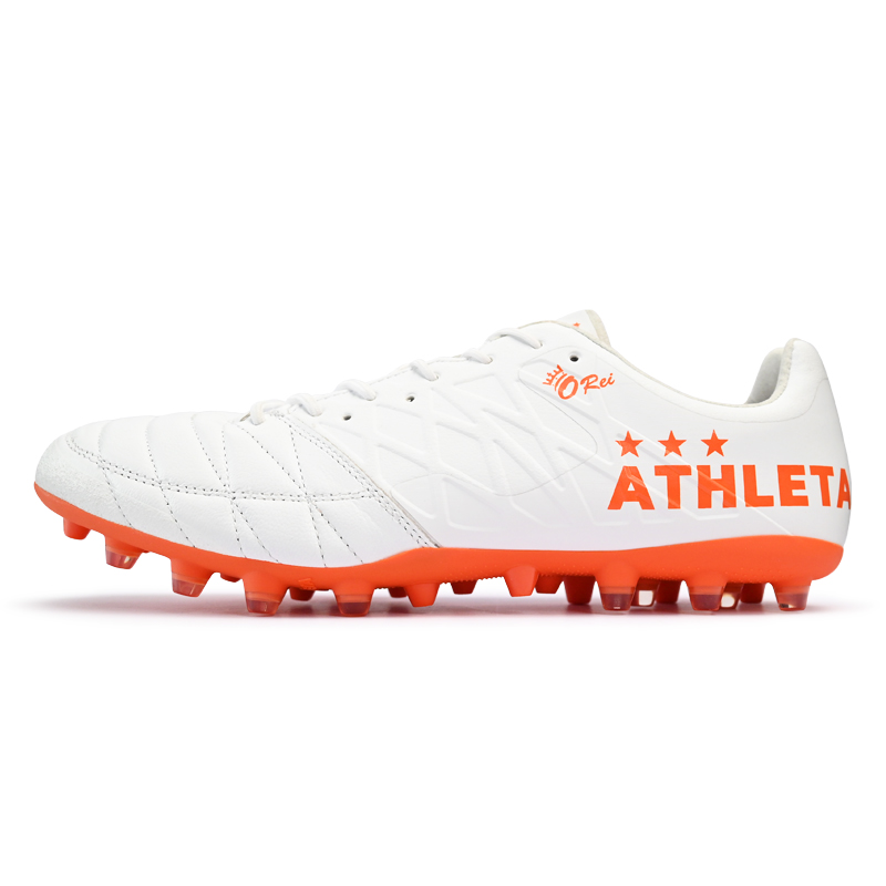 ATHLETA Wide Fit MG Multi Ground Artificial Turf Soccer Shoes Men’s White/Orange