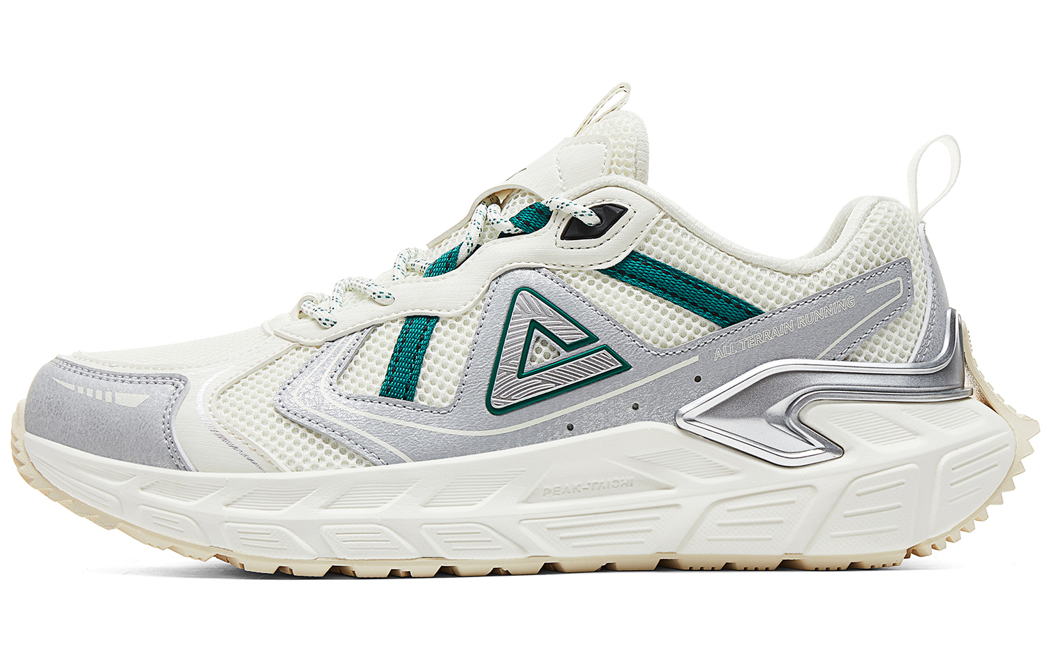 PEAK Cushioning Slip Resistant Abrasion Resistant Breathable Rebound Low top Running Shoes Men’s Beige White Green
