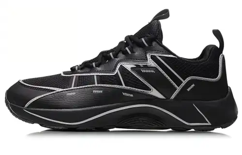 Li Ning QingYun Non slip Lightweight Low top Running Shoes Unisex Standard Black