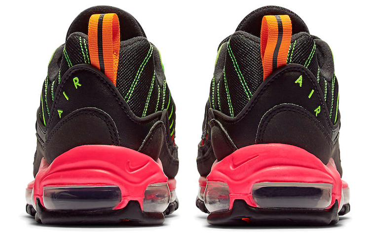 Мужские кроссовки Nike Air Max 98 Neon Highlighter (черный / зеленый / крсаный) — Чёрный / зелёный / красный — фото 5