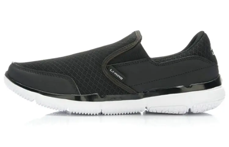 Li Ning Cushioning Slip Resistant Abrasion Resistant Breathable Low top Running Shoes Men's White Black