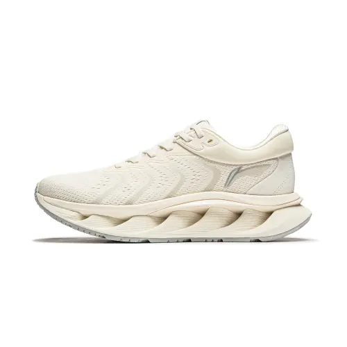 Li Ning Cushioning, Wear Resistant Low top Running Shoes Men's Ecru
