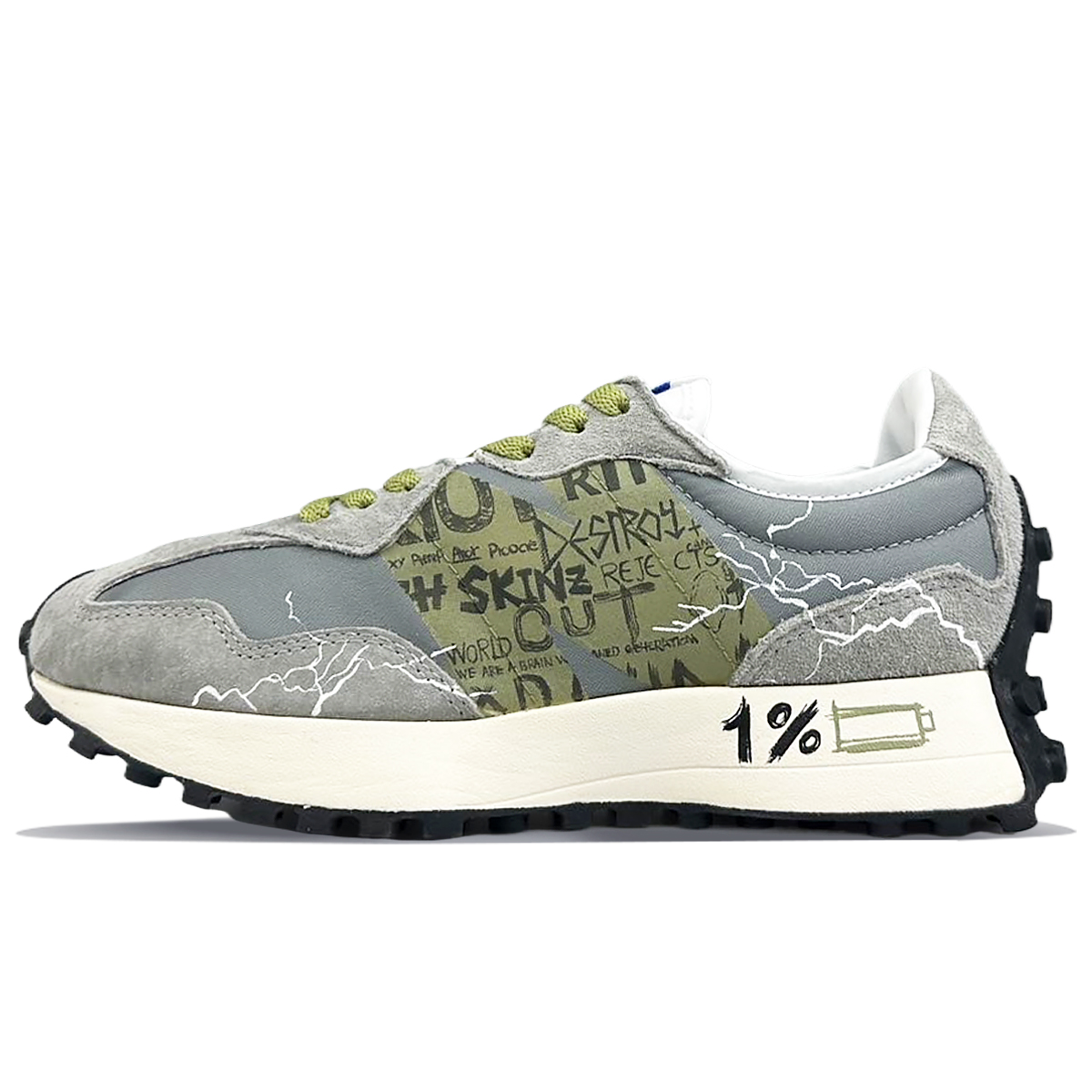 New Balance Cushioning Slip Resistant Abrasion Resistant Breathable Low top Running Shoes Unisex Gray Green