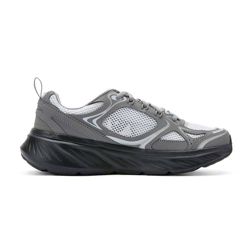 Skechers Edgeride Textile, Top Grain Cow Leather Low top Casual Running Shoes Men’s Dark Gray