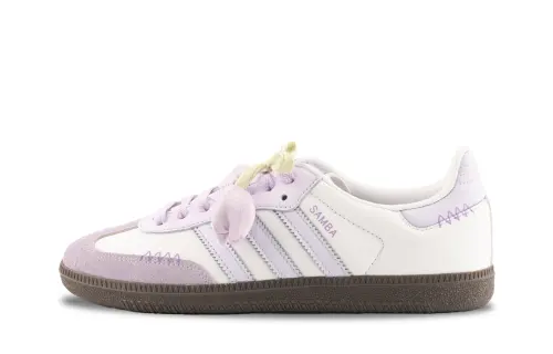 Adidas Originals SAMBA OG Tulip Tales Abrasion Resistant Low top Skateboard Shoes Unisex Light Purple