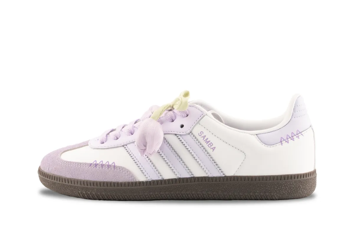Adidas Originals SAMBA OG Tulip Tales Abrasion Resistant Low top Skateboard Shoes Unisex Light Purple