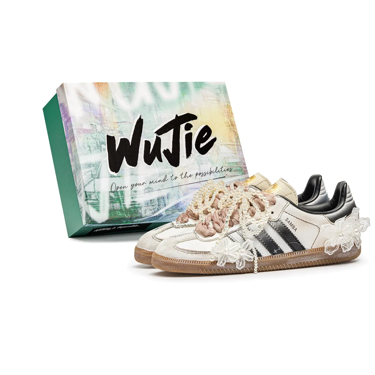 Adidas Originals SAMBA OG Wu Jie, Box, Farewell Poem Cushioning Low top Skateboard Shoes Unisex Silver Brown