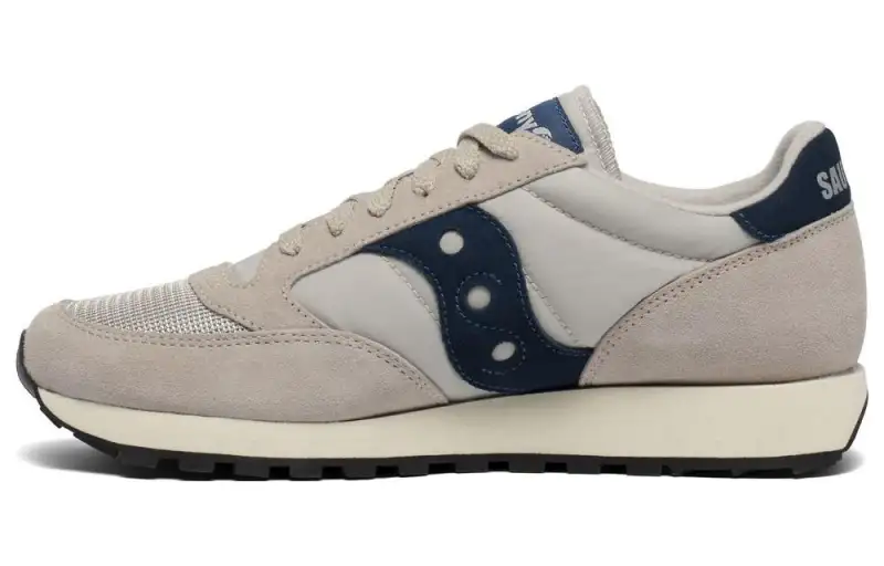 Saucony Jazz Original Vintage Wear resistant And Lightweight Low top Running Shoes Gray Marine Blue