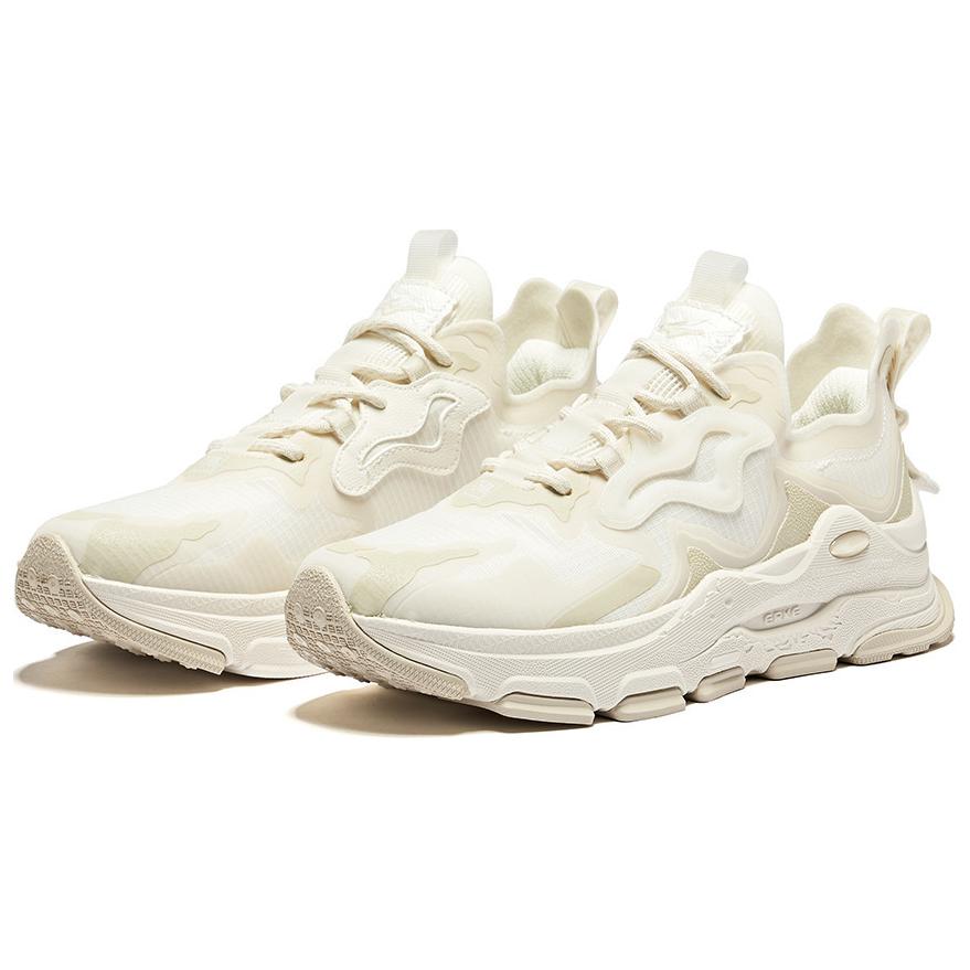 Erke Slip Resistant Abrasion Resistant Low top Casual Running Shoes Unisex White Gray
