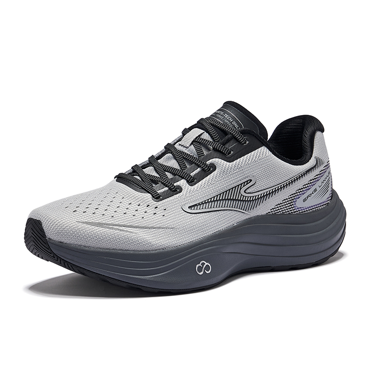Erke Luanyu Cushioning Rebound Low top Training Running Shoes Men’s Snow Gray Jet Black