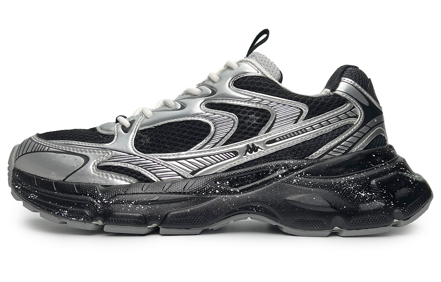 Kappa Cushioning Abrasion Resistant Breathable Lightweight Low top Running Shoes Unisex Black Silver