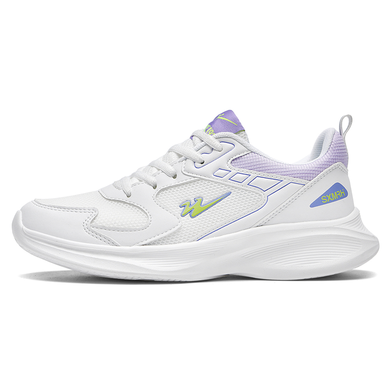 Binary Cushioning Rebound Lightweight Breathable Slip Resistant Low top Running Shoes Women’s White Purple