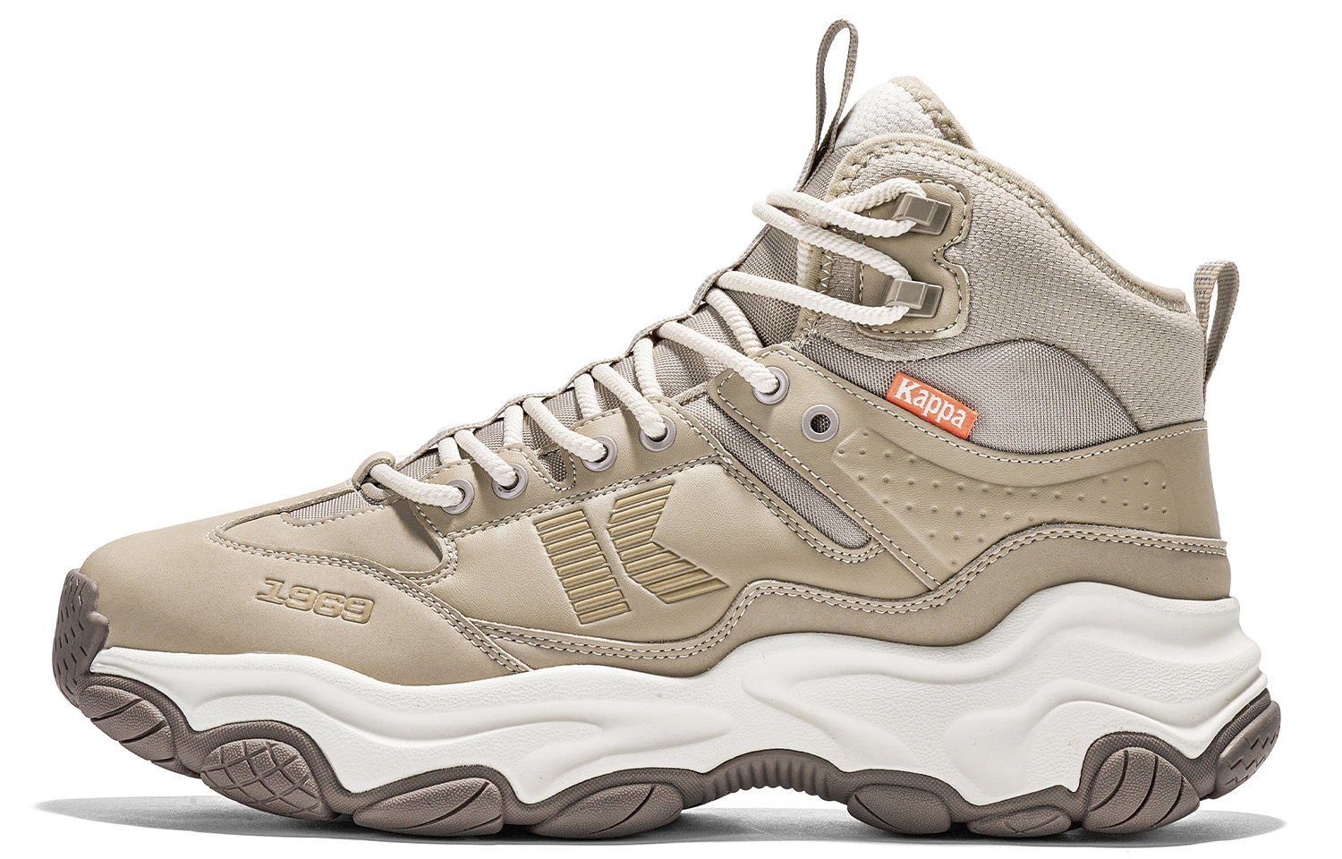 Kappa Abrasion Resistant Slip Resistant High top Running Shoes Unisex Gray Khaki