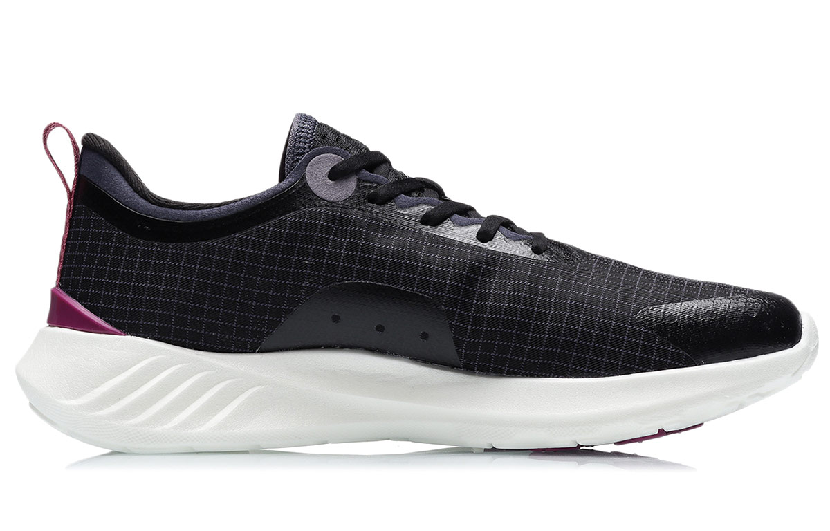 Li Ning PU, Textile Cushioning Slip Resistant Abrasion Resistant Low top Running Shoes Women’s Black White
