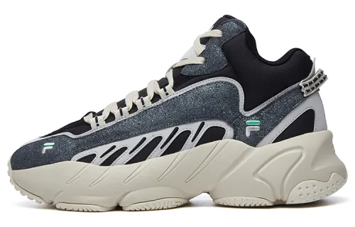 FILA FUSION Fila trendy brand ADE Mid suede fabric synthetic leather retro low-top running shoes men's Antarctic gray