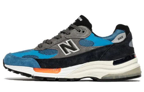 New Balance NB 992 round toe comfortable low-top running shoes men's gray blue
