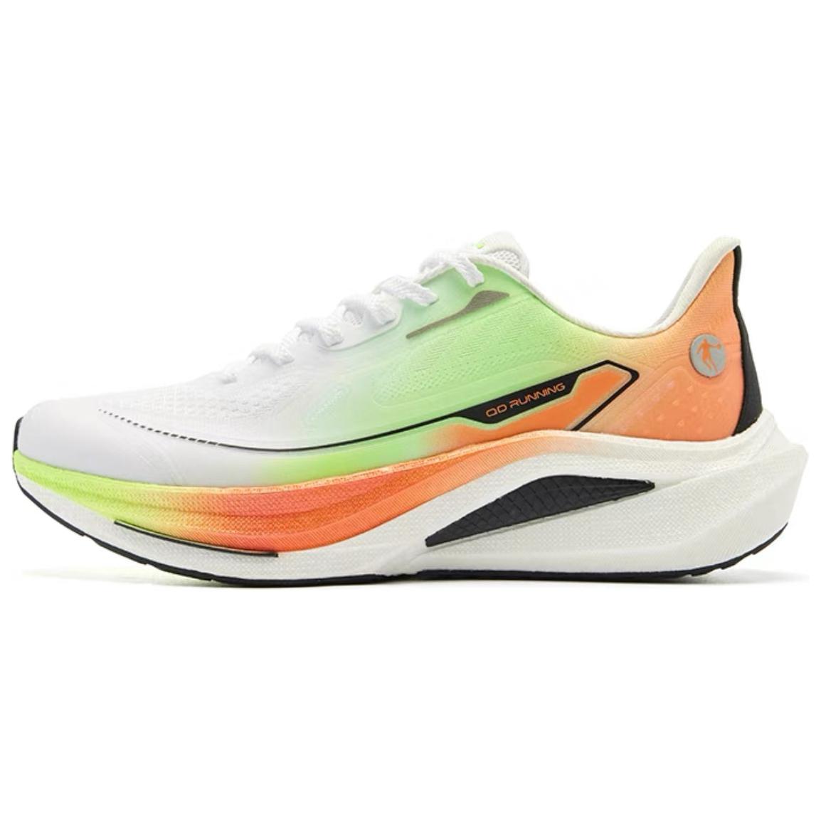 QIAODAN Infinity 7.0 Slip Resistant Abrasion Resistant Low top Sprint Running Shoes Men’s White Orange Green