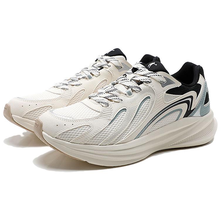 QIAODAN Slip Resistant Abrasion Resistant Low top Casual Running Shoes Men’s Beige Blue