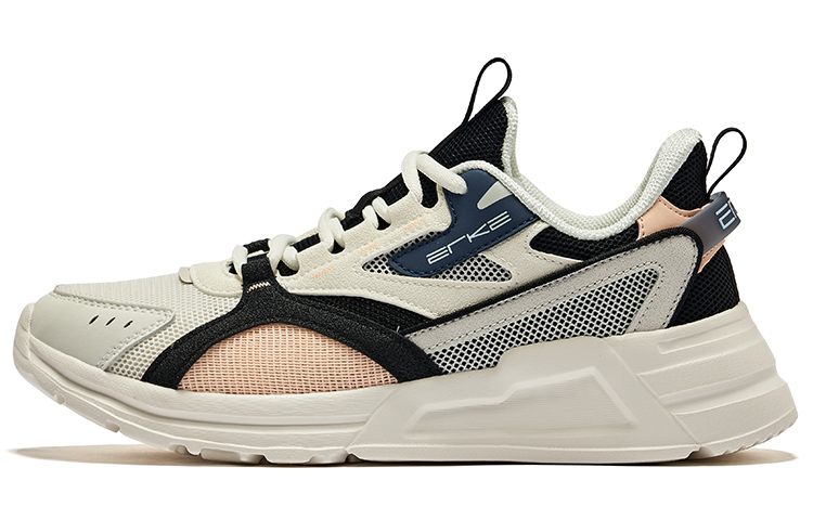 Erke Comfortable Cushioning Abrasion Resistant Breathable Low top Running Shoes Women’s Ivory White Gray Ink Blue