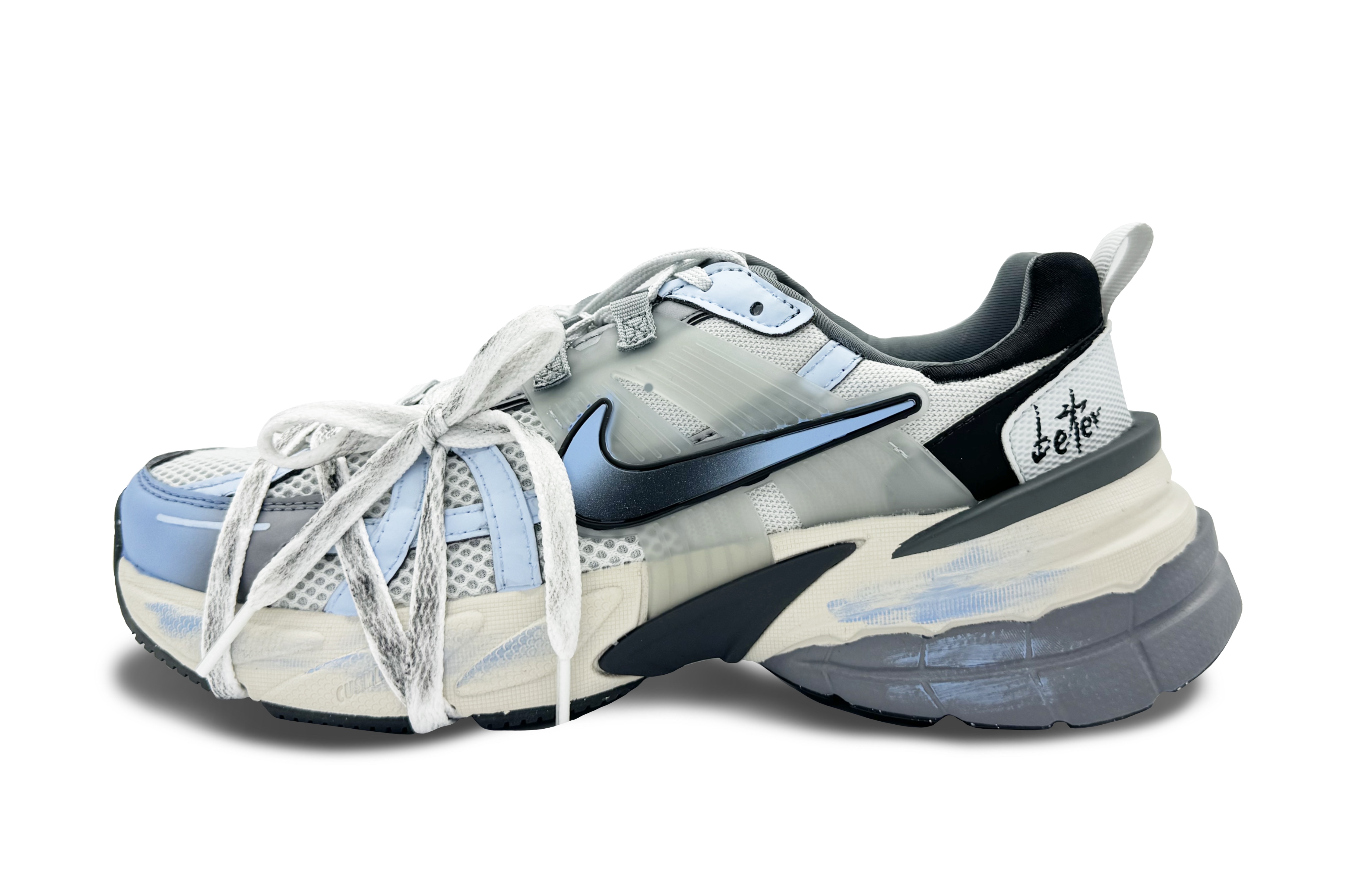 Nike V2K Run Slip Resistant Low top Running Shoes Unisex Blue Black