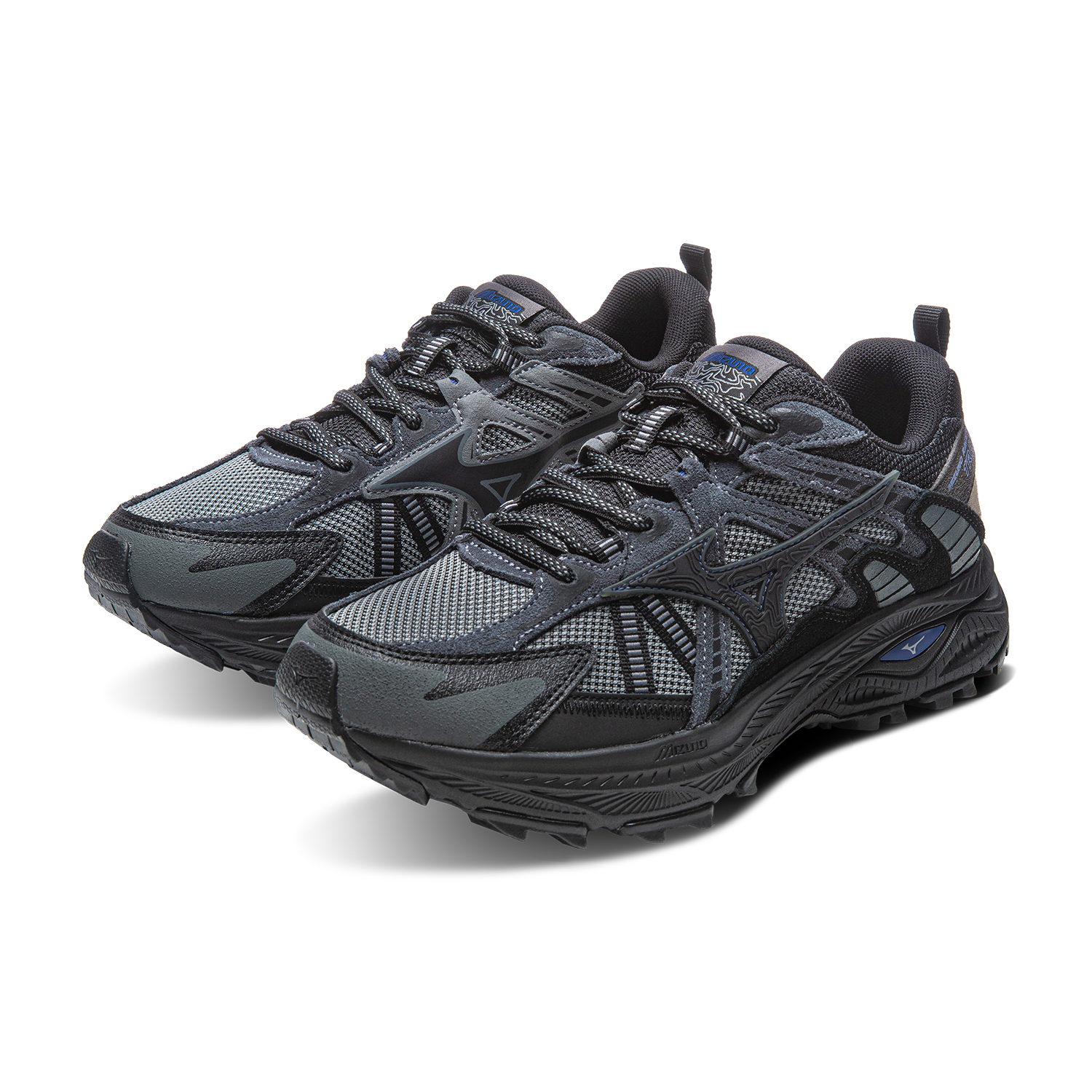 Mizuno Racer Trail Comfortable Textile, Synthetic Leather Low top Running Shoes Unisex Black