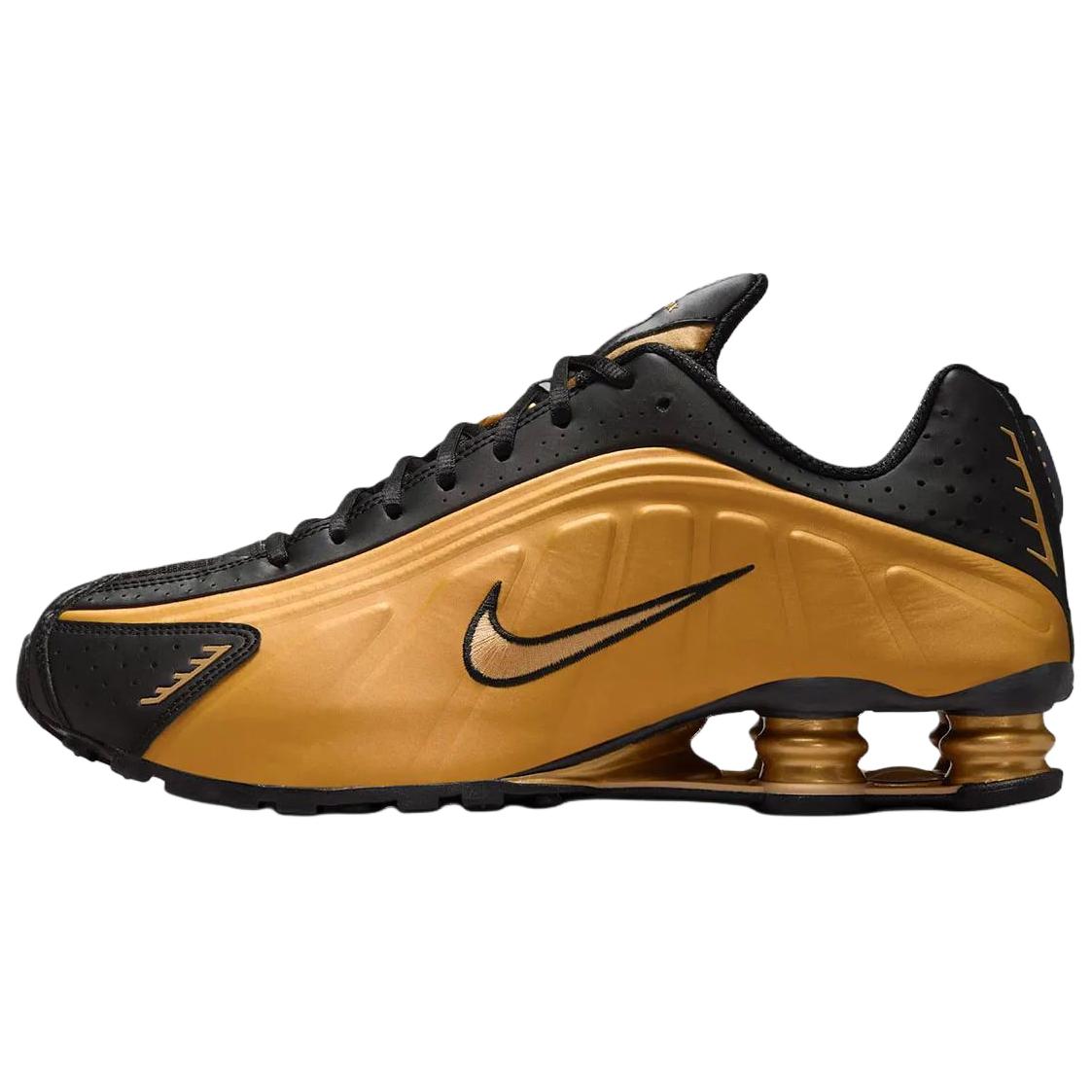 Nike Shox R4 Running Shoes Unisex Gold Black