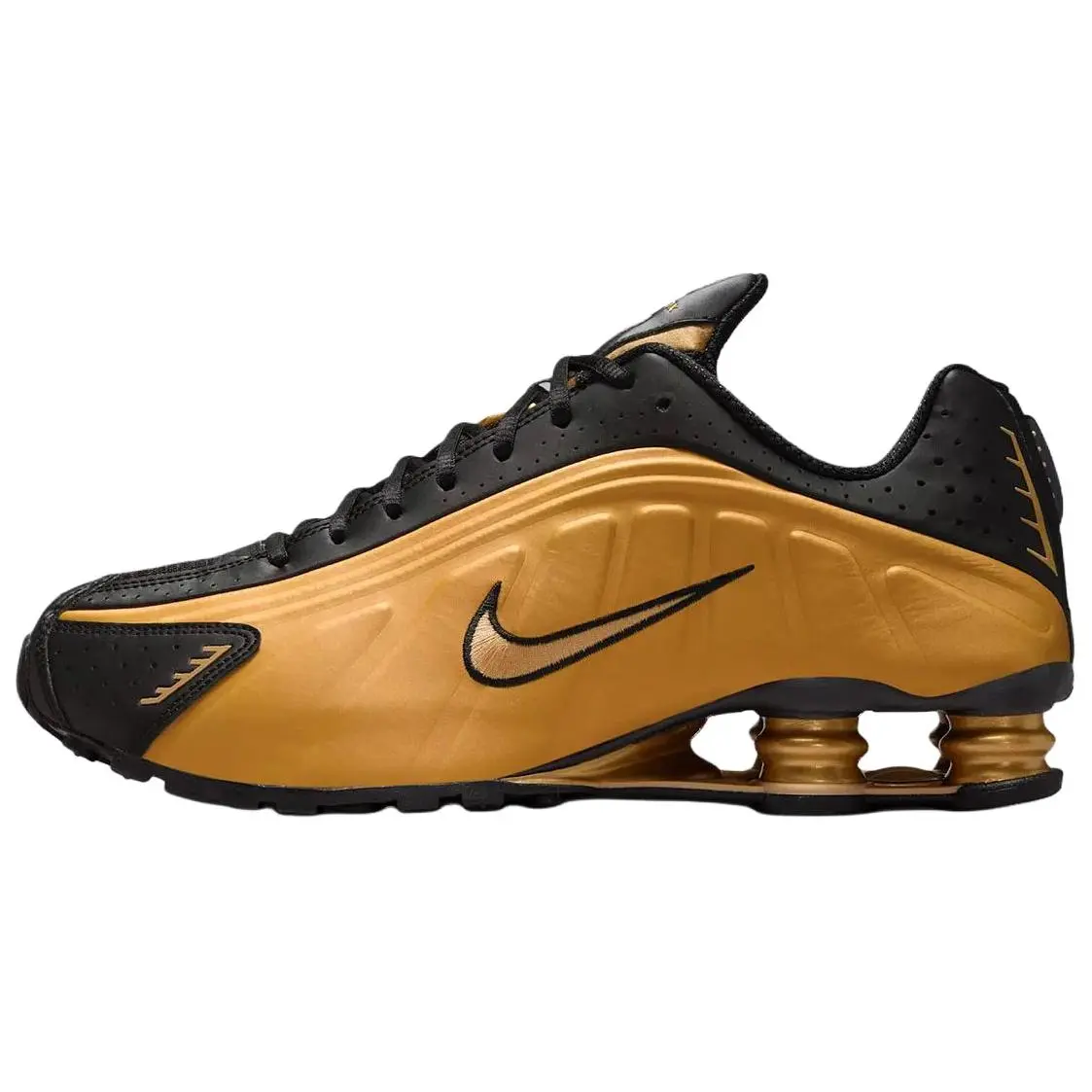 Nike Shox R4 Running Shoes Unisex Gold Black