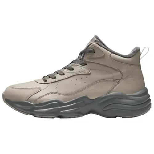 Anta Planet, Thickened And Fleece Lined Slip Resistant Thermal Mid top Casual Shoes Men's Brown Gray