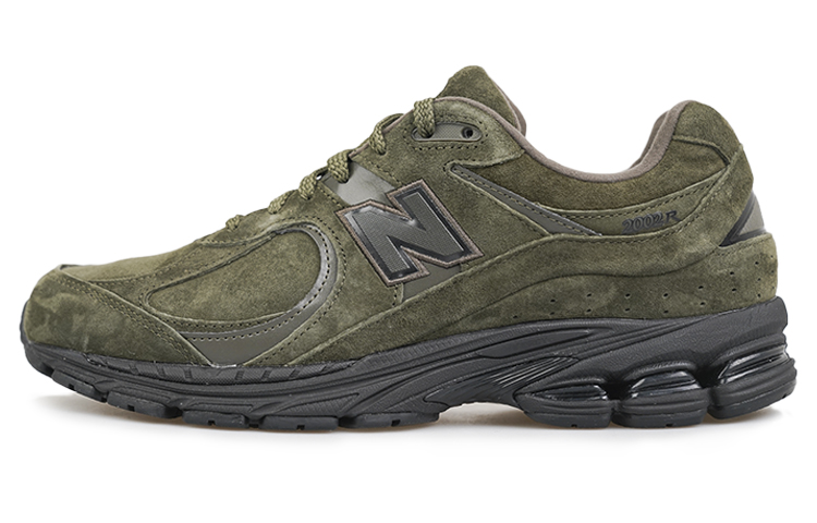 New Balance NB 2002R retro comfortable synthetic leather first layer cowhide wear-resistant waterproof breathable sweat-absorbent low-top running shoes men and women same style green