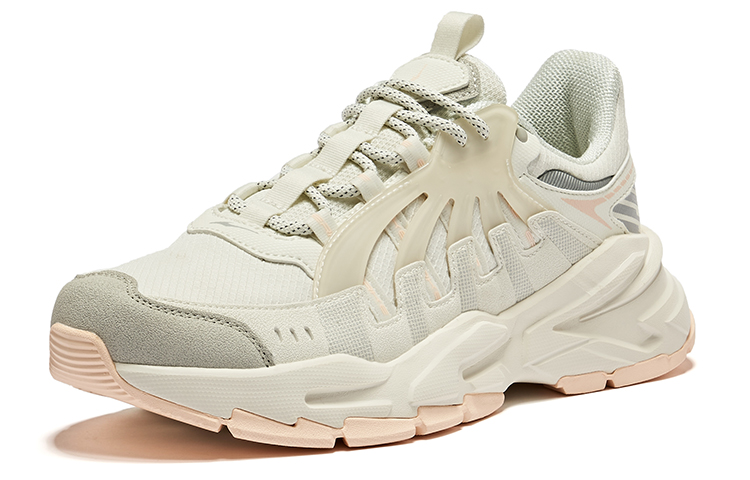 Erke Athleisure Abrasion Resistant Cushioning Low top Running Shoes Women’s Ivory White Gray