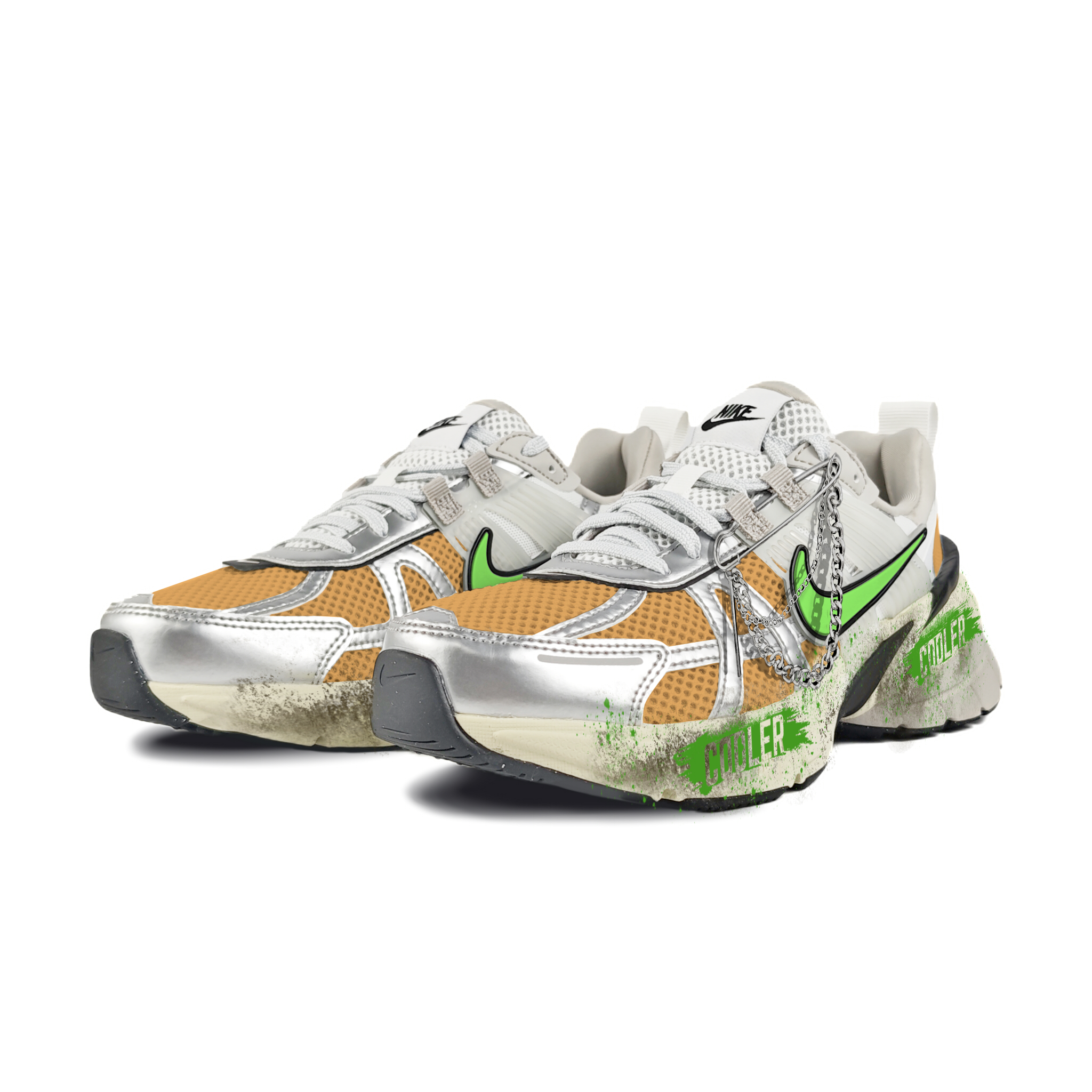 Nike V2K Run Abrasion Resistant Low top Running Shoes Women’s White Yellow Green