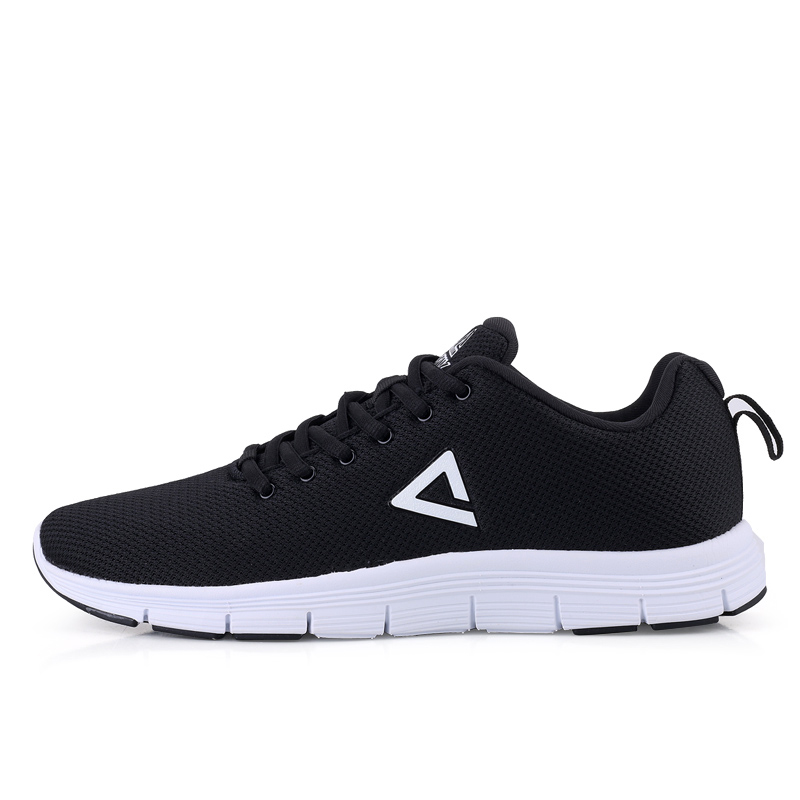 PEAK Fabric Cushioning Breathable Lightweight Low top Running Shoes Men’s Black White