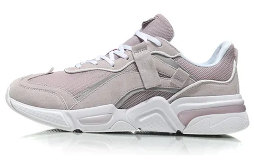 Li Ning Cushioning Slip Resistant Abrasion Resistant Low top Running Shoes Women's White Purple