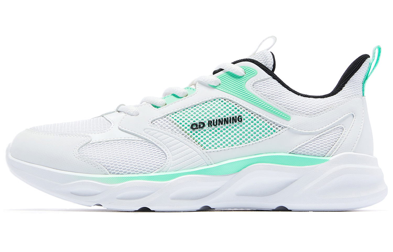 QIAODAN Soft Sole Cushioning, Wear Resistant Low top Running Shoes Men’s White Green