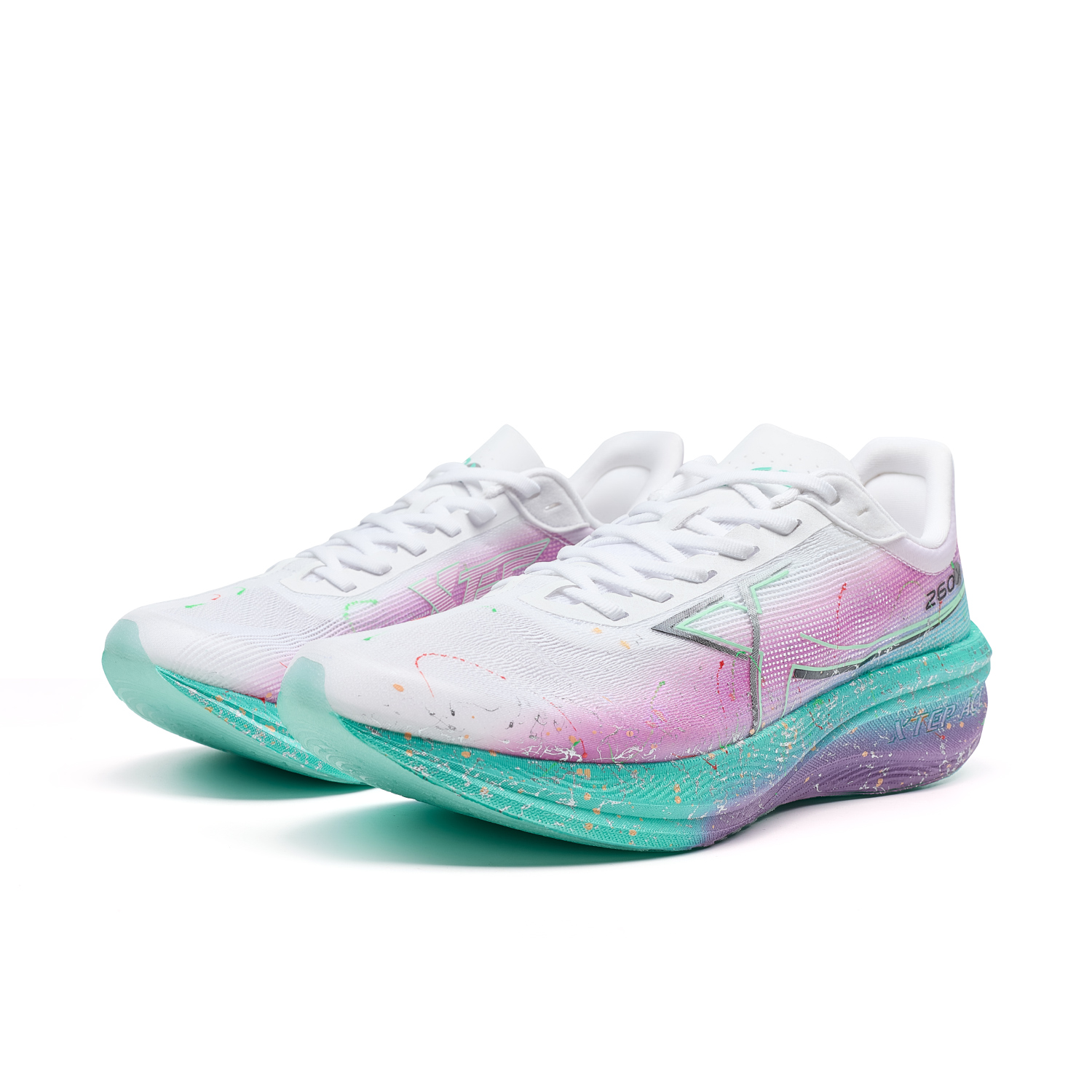 XTEP 260X 1.0 Abrasion Resistant Support Low top Carbon Plate Running Shoes Men’s White Purple