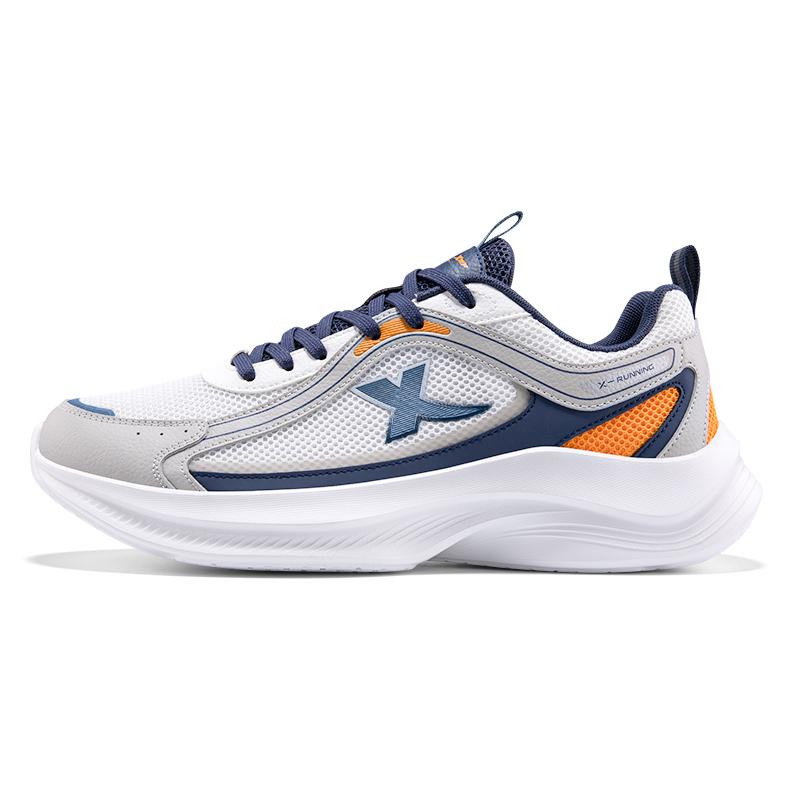 XTEP Abrasion Resistant Breathable Cushioning Low top Casual Running Shoes Men’s White Gray Blue