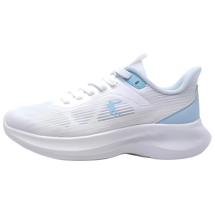 QIAODAN Textile, Synthetic Leather Cushioning Breathable Lightweight Low top Casual Running Shoes Men’s White Blue