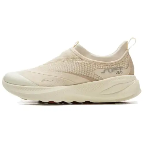 Li Ning SOFT GO 2 Cushioning Slip Resistant Abrasion Resistant Breathable Coverage Low top Casual Shoes Women's Beige