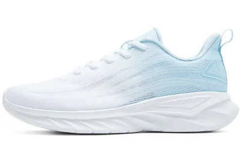 PEAK Cushioning Slip Resistant Abrasion Resistant Breathable Low top Running Shoes Women's All White Fine Blue