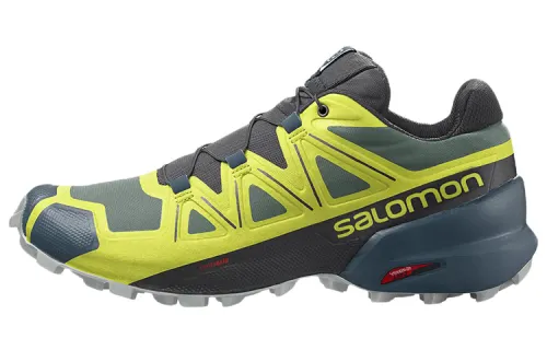 SALOMON Speedcross 5 Comfortable Fabric Abrasion Resistant Low top Trail Running Shoes Men's Black Yellow