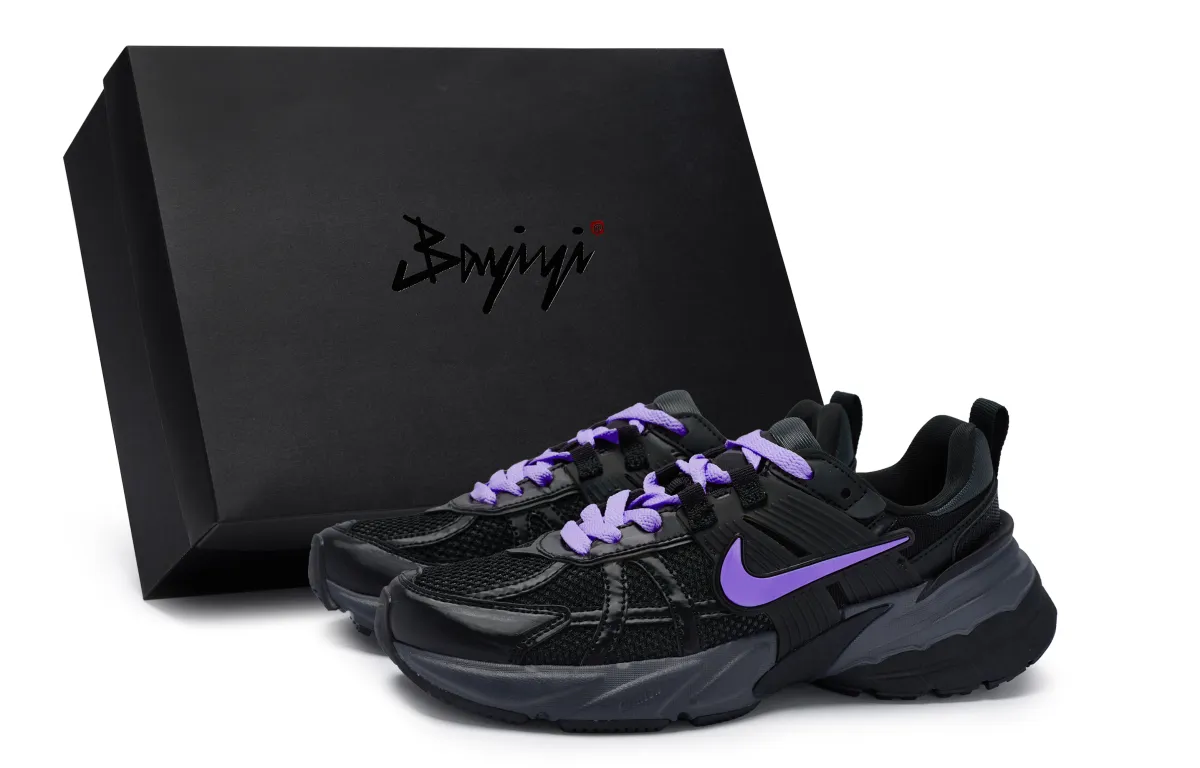 Nike V2K Run Cushioning Abrasion Resistant Waterproof Low top Running Shoes Unisex Black Purple