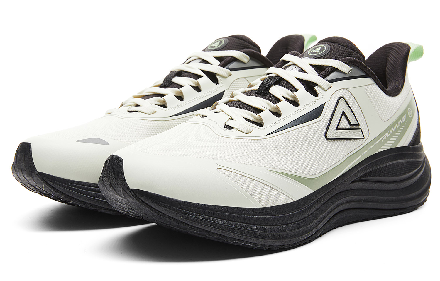 PEAK Cushioning Slip Resistant Abrasion Resistant Coverage Rebound Low top Running Shoes Men’s White Green