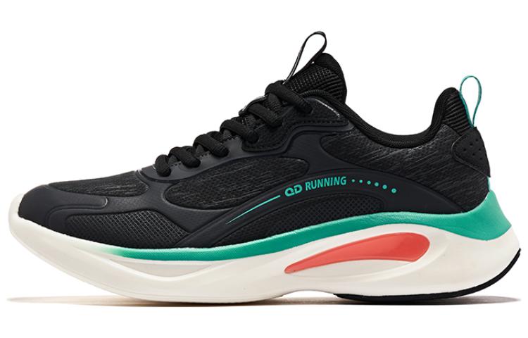 QIAODAN Comfortable Cushioning Slip Resistant Abrasion Resistant Low top Running Shoes Men’s Black Green
