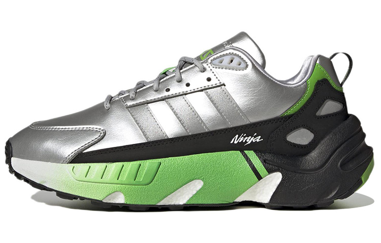 Мужские кроссовки Kawasaki x adidas originals ZX 22 (серебристо-зелено-черные)