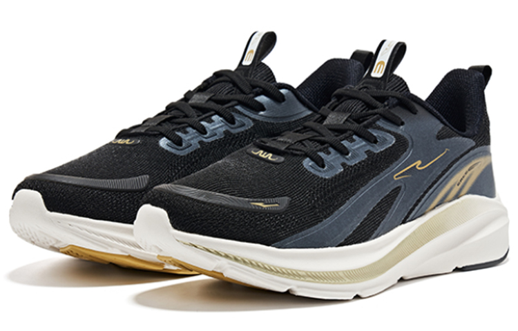 Erke Comfortable Cushioning Slip Resistant Abrasion Resistant Rebound Low top Running Shoes Men’s Black Gold