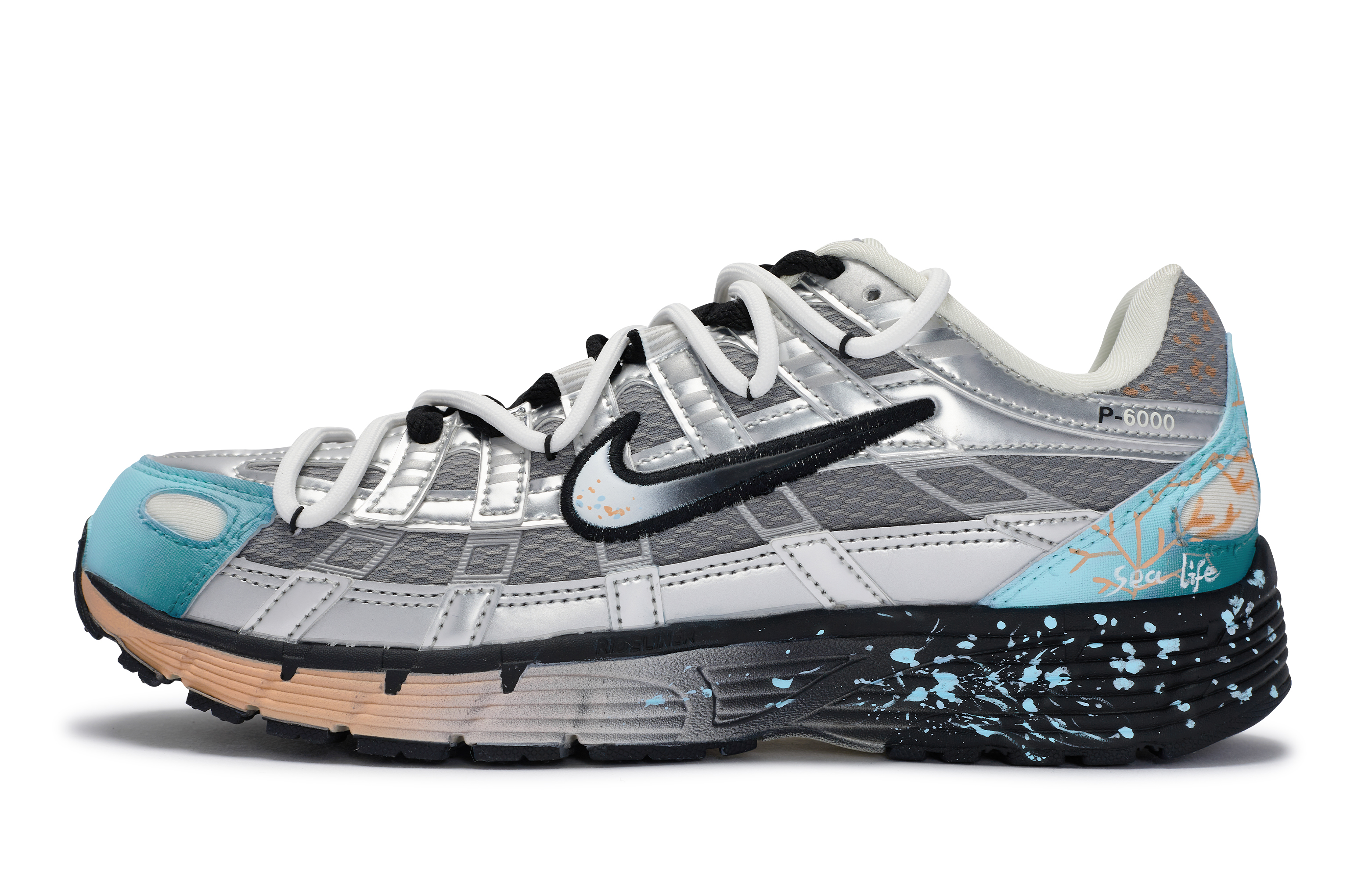 Nike P 6000 Slip Resistant, Abrasion Resistant, Breathable Low top Casual Running Shoes Unisex Silver Gray Blue Orange