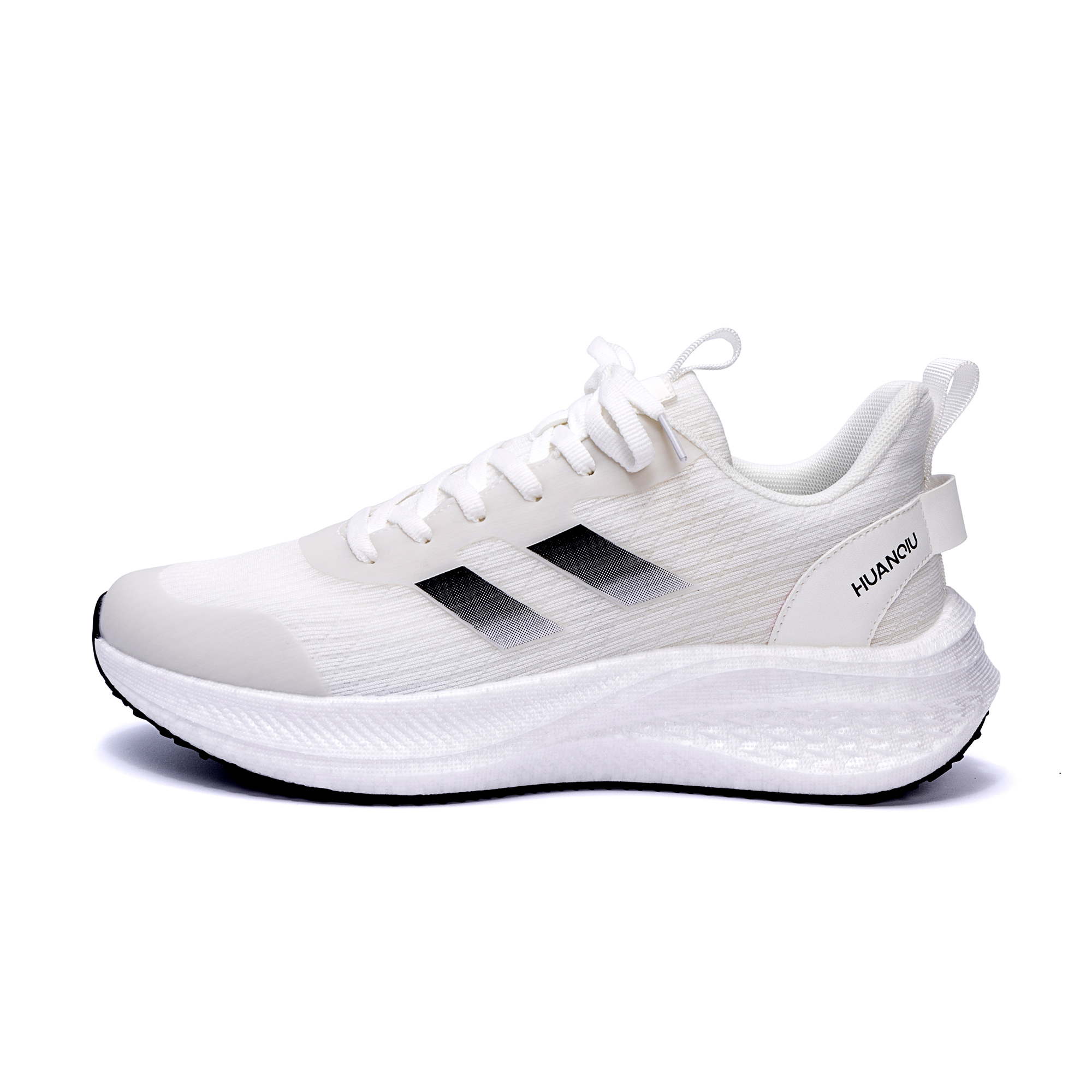HUANQIU Slip Resistant, Abrasion Resistant, Height Increasing Low top Casual Running Shoes Men’s White