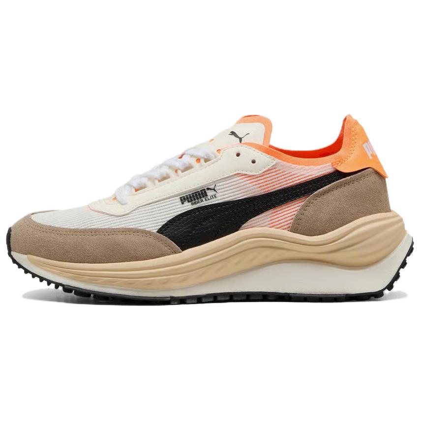 PUMA RIDER ELITE Cushioning Abrasion Resistant Support Low top Running Shoes Unisex Brown White Orange
