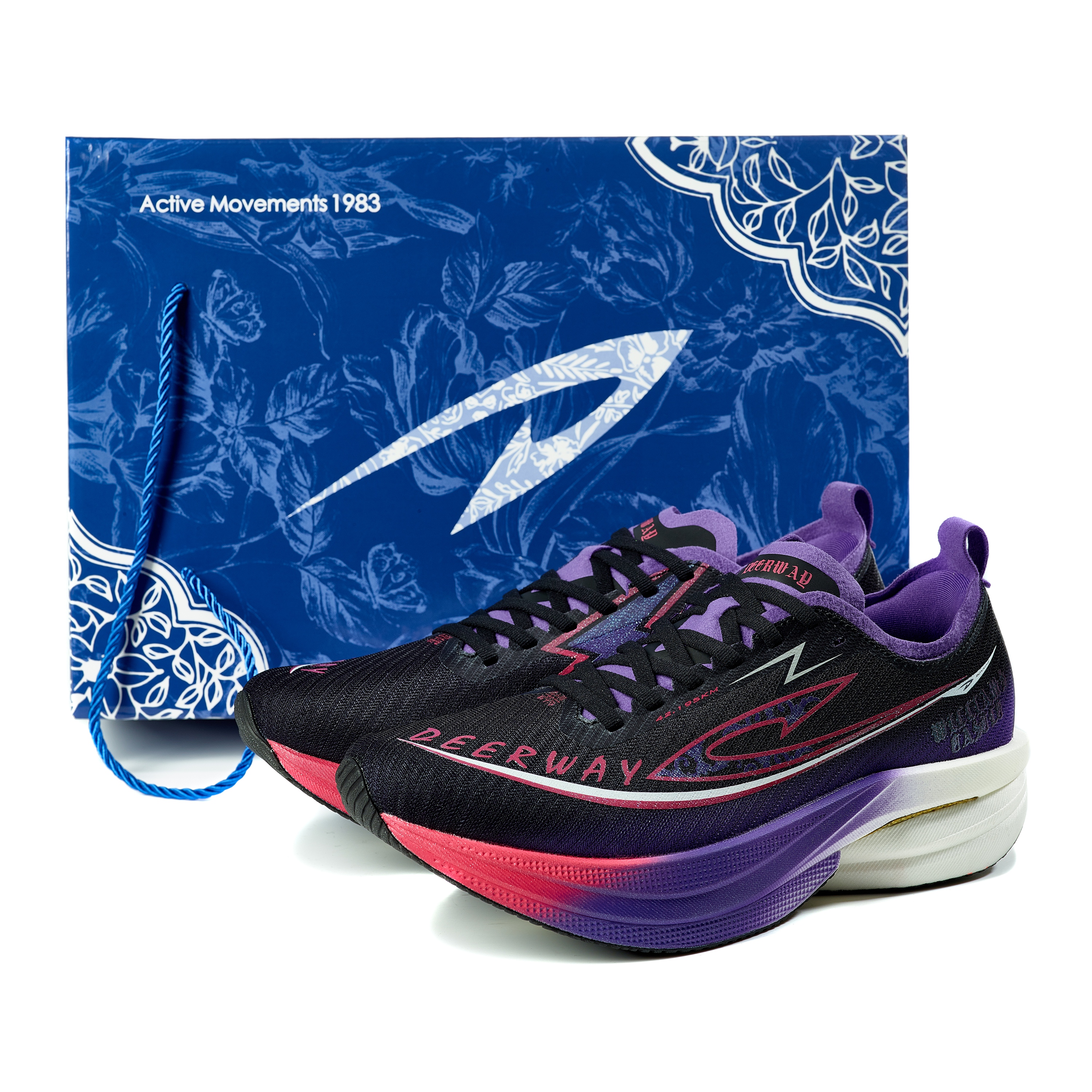 DEERWAY Running Shoes Unisex Black Purple